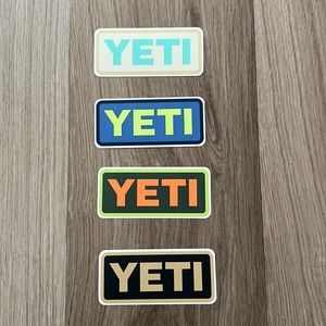 4in long x 2in wide YETI stickers!! Great for water bottles